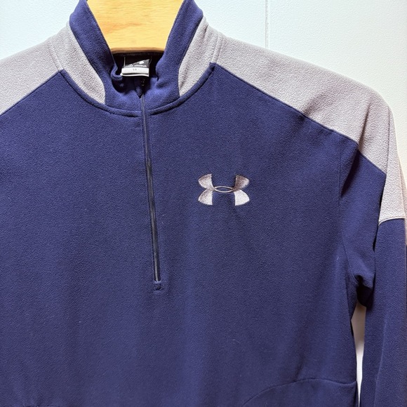 Under Armour Mens Size Large Blue Quarter Zip  Fleece Pullover Sweater - Picture 1 of 7